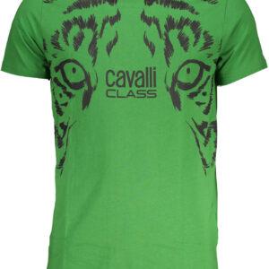 CAVALLI CLASS GREEN MEN'S SHORT SLEEVED T-SHIRT