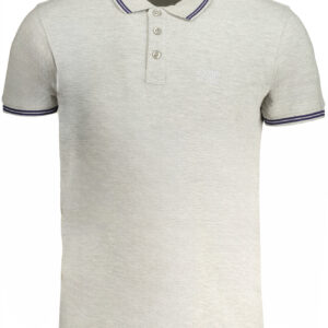 CAVALLI CLASS MEN'S GRAY SHORT SLEEVED POLO SHIRT
