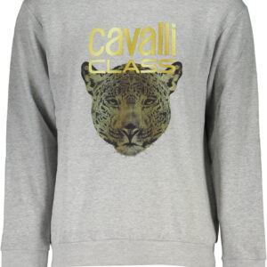 CAVALLI CLASS MEN'S GRAY ZIPLESS SWEATSHIRT