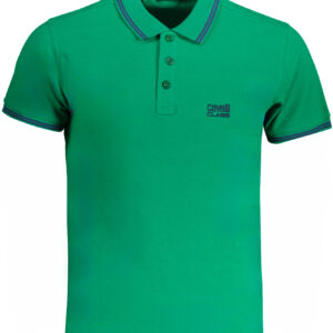 CAVALLI CLASS MEN'S GREEN SHORT SLEEVED POLO SHIRT