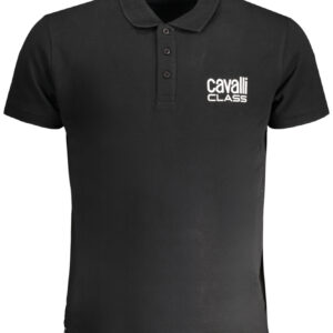CAVALLI CLASS MEN'S SHORT SLEEVED POLO SHIRT BLACK