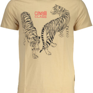 CAVALLI CLASS MEN'S SHORT SLEEVED T-SHIRT BEIGE