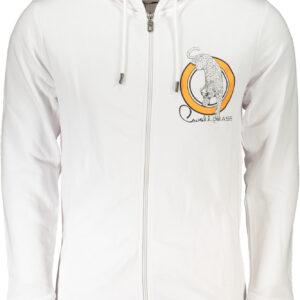 CAVALLI CLASS MEN'S WHITE ZIP SWEATSHIRT