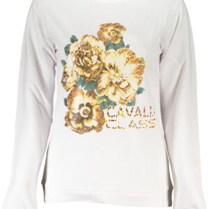 CAVALLI CLASS WOMEN'S WHITE SWEATSHIRT WITHOUT ZIP