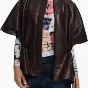 DESIGUAL WOMEN'S BROWN PONCHO