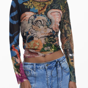 DESIGUAL WOMEN'S LONG-SLEEVED T-SHIRT BLACK