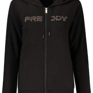 FREDDY WOMEN'S BLACK ZIP-UP SWEATSHIRT