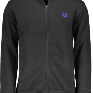 GIAN MARCO VENTURI MEN'S BLACK SWEATSHIRT WITH ZIP
