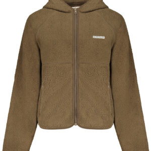 GUESS JEANS WOMEN'S BROWN ZIP-UP SWEATSHIRT