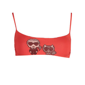 KARL LAGERFELD BEACHWEAR TOP WOMEN'S COSTUME RED