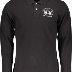 LA MARTINA MEN'S BLACK LONG SLEEVE POLO SHIRT