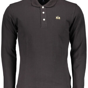 LA MARTINA MEN'S BLACK LONG SLEEVE POLO SHIRT