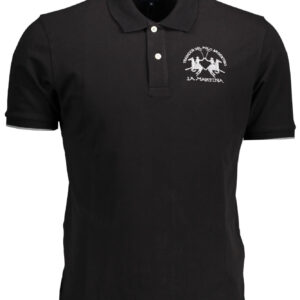LA MARTINA MEN'S BLACK SHORT SLEEVED POLO SHIRT