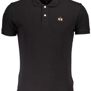LA MARTINA MEN'S BLACK SHORT SLEEVED POLO SHIRT