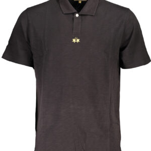 LA MARTINA MEN'S BLACK SHORT SLEEVED POLO SHIRT