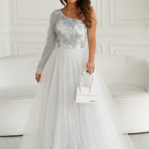 Lange jurk model 192638 Bicotone