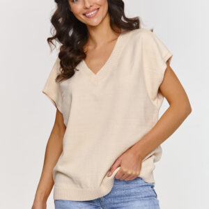 mouwloze trui model 209737 Makadamia