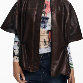 DESIGUAL WOMEN'S BROWN PONCHO
