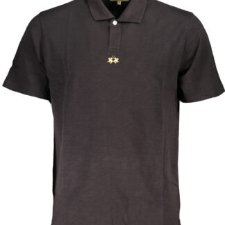 LA MARTINA MEN'S BLACK SHORT SLEEVED POLO SHIRT