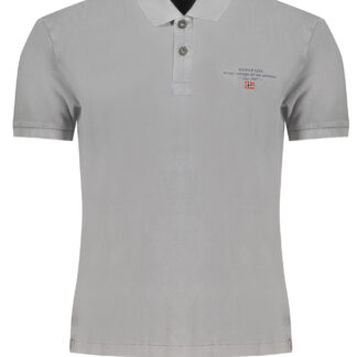 NAPAPIJRI MEN'S GRAY SHORT SLEEVED POLO SHIRT