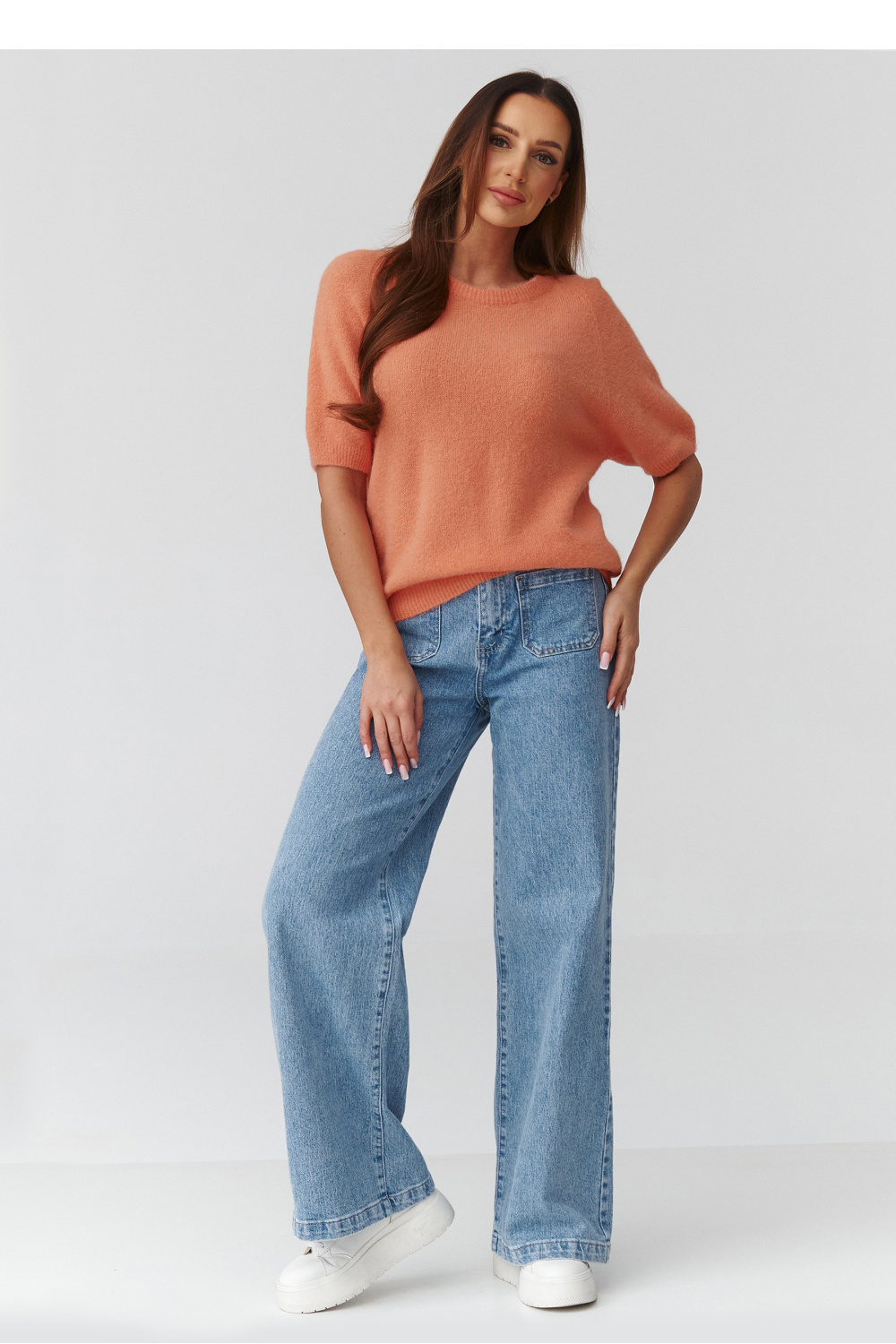 Trui met korte mouwen model 224080 Makadamia - Afbeelding 2