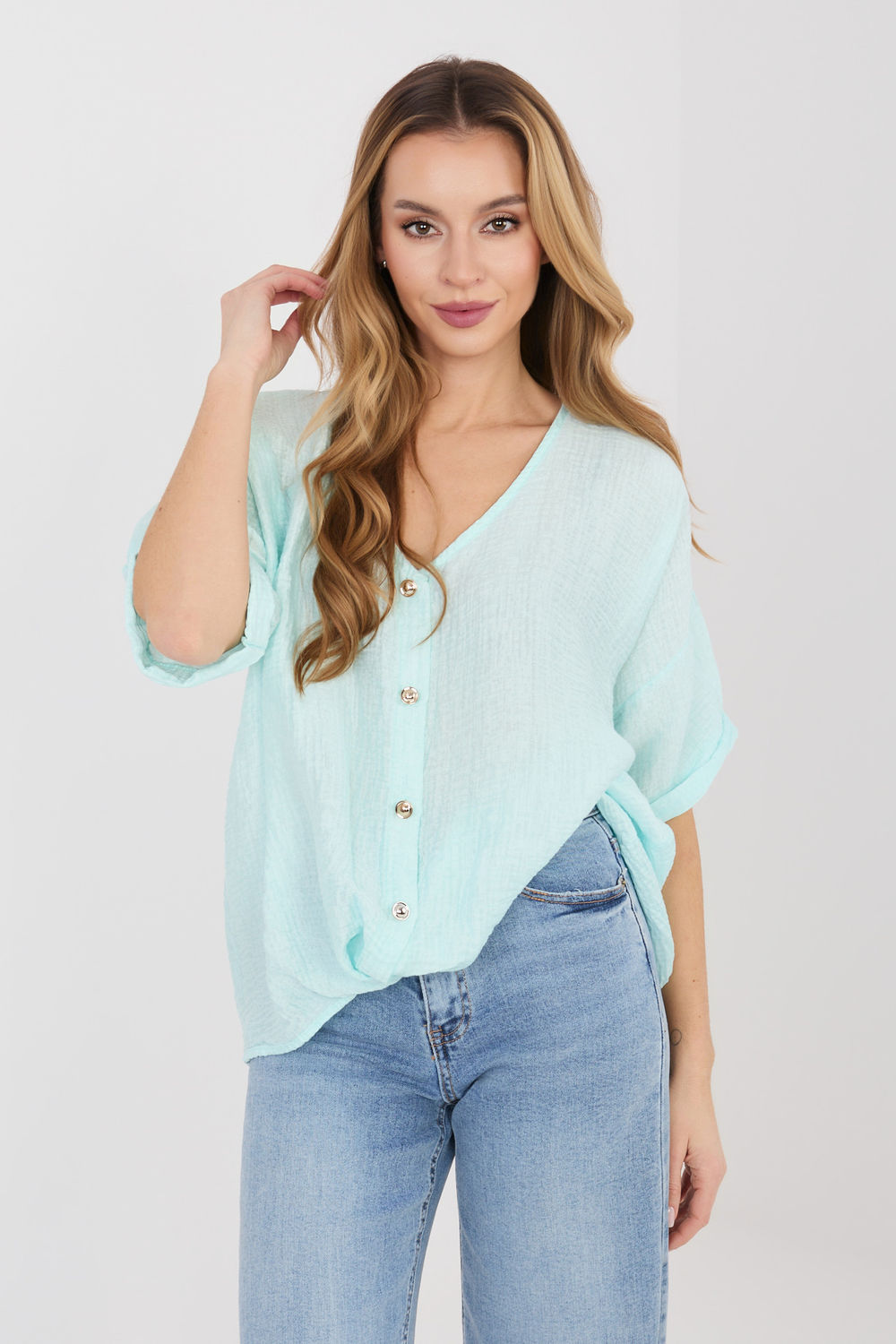 Overhemd met korte mouwen model 225511 Italy Moda