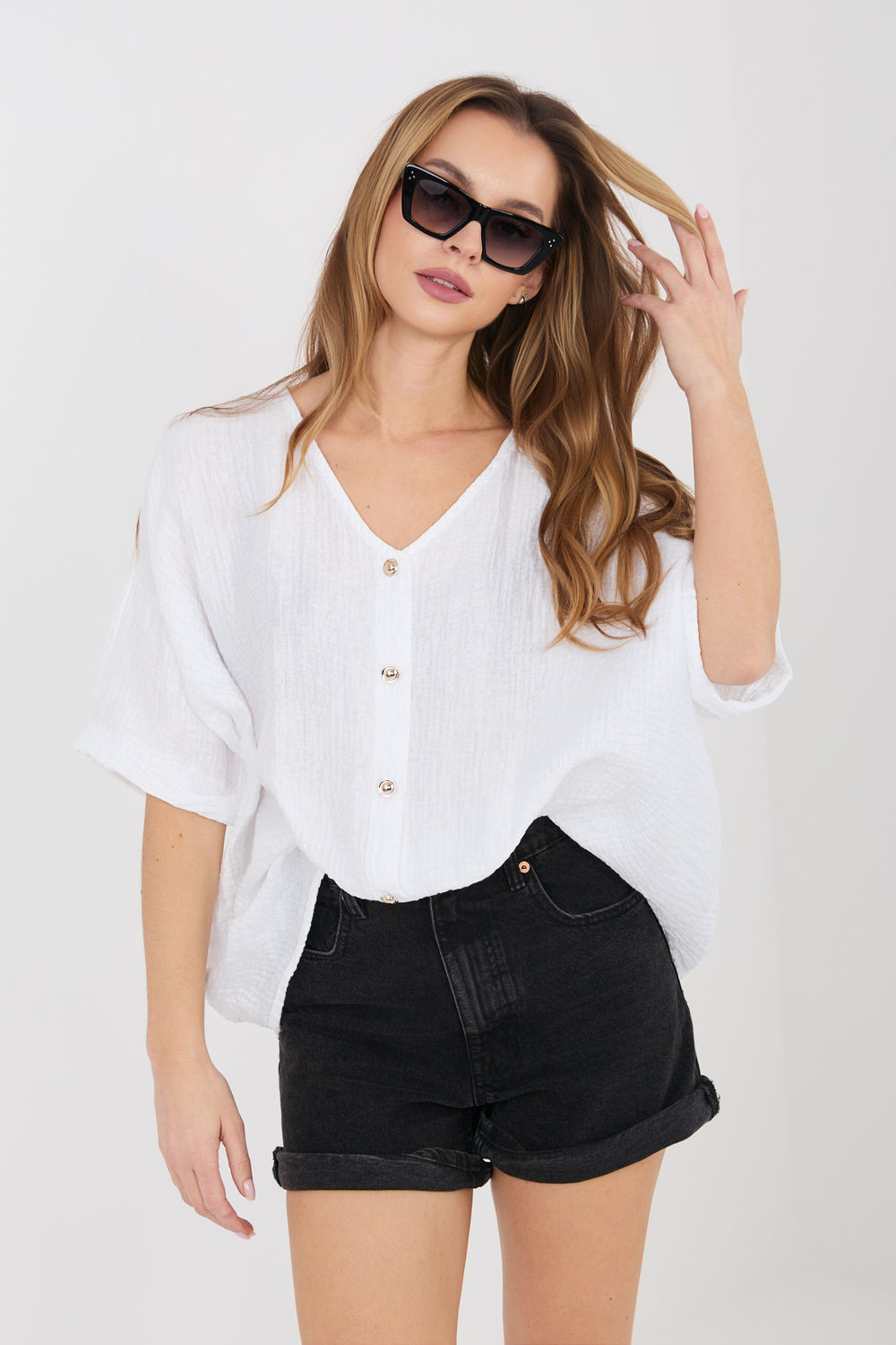 Overhemd met korte mouwen model 225512 Italy Moda
