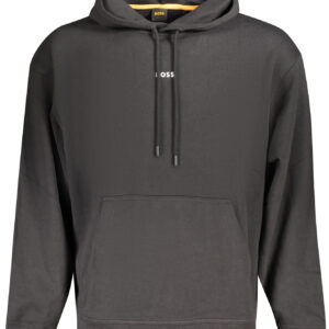BOSS MEN'S BLACK ZIP-LESS SWEATSHIRT