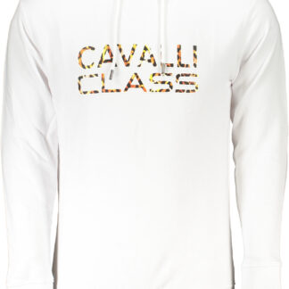 CAVALLI CLASS MEN'S WHITE ZIPLESS SWEATSHIRT