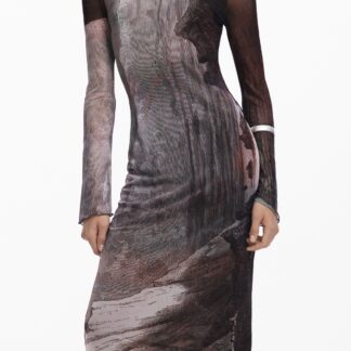 DESIGUAL WOMEN'S LONG DRESS IN BROWN