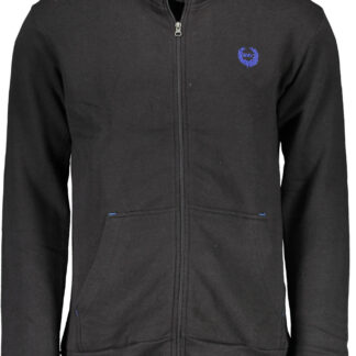 GIAN MARCO VENTURI MEN'S BLACK SWEATSHIRT WITH ZIP
