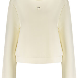 GUESS JEANS WOMEN'S WHITE ZIP-UP SWEATSHIRT