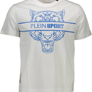 PLEIN SPORT WHITE MEN'S SHORT SLEEVE T-SHIRT
