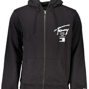 TOMMY HILFIGER MEN'S BLACK ZIPPED SWEATSHIRT